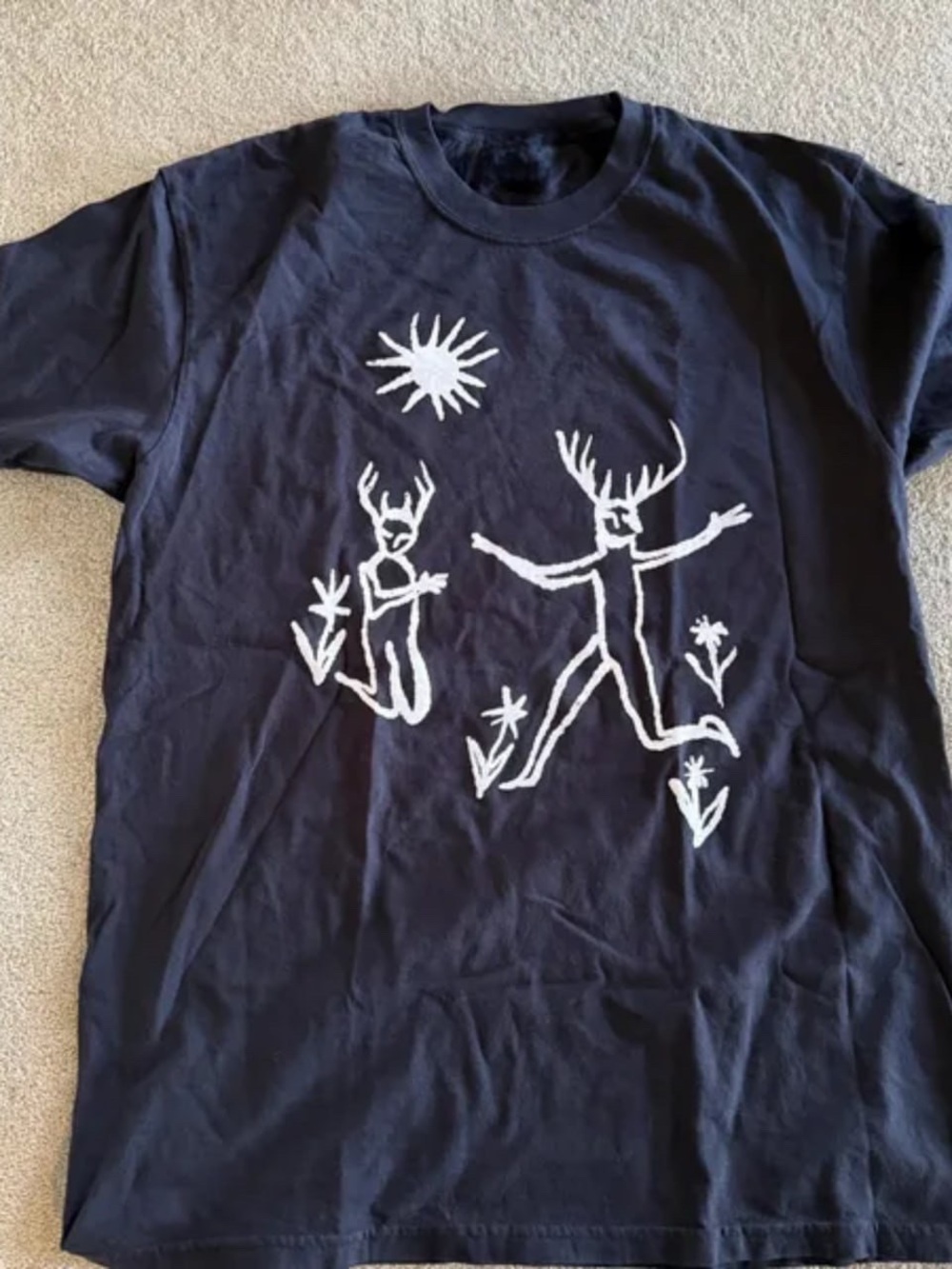 Gildan Black Short-Sleeve Tee with White Antlered Figures